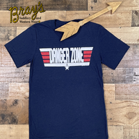 Danger Zone Tee  Navy, Round Neck  50% Poly, 25% Cotton, 25% Rayon
