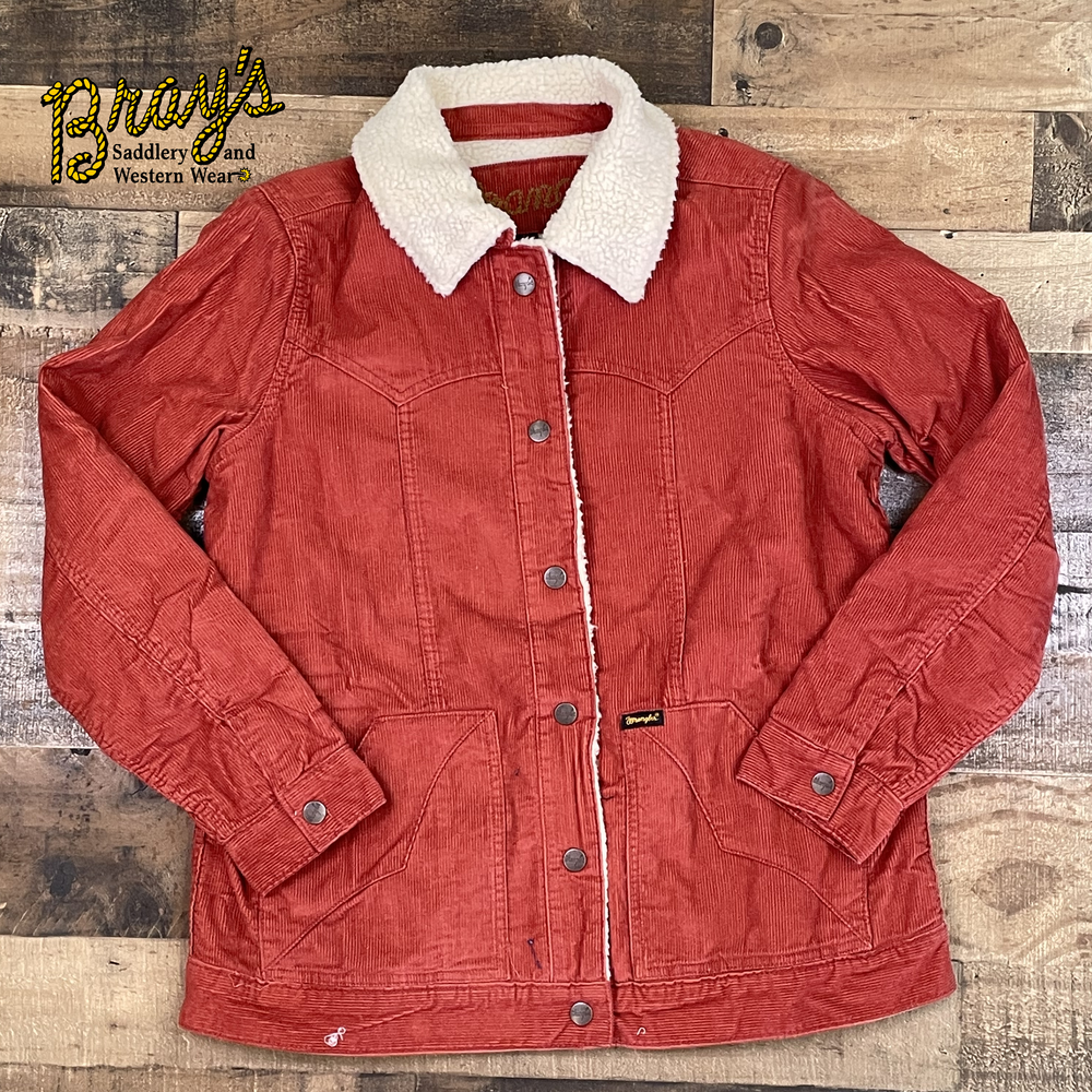 Wrangler Retro Sherpa Line Rust Barn Jacket  Fit: Regular Lining: Sherpa Sleeve Length: Long Front Closure: Snaps Number Of Front Pockets: Two Collar: Spread Rust, Corduroy  100% Cotton