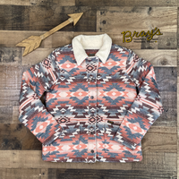 Wrangler Retro Outerwear Jacket - Southwest Print  Fit: Regular Lining: Sherpa Sleeve Length: Long Front Closure: Buttons Number Of Front Pockets: Two Collar: Spread Aztec print Multi color  100% Cotton